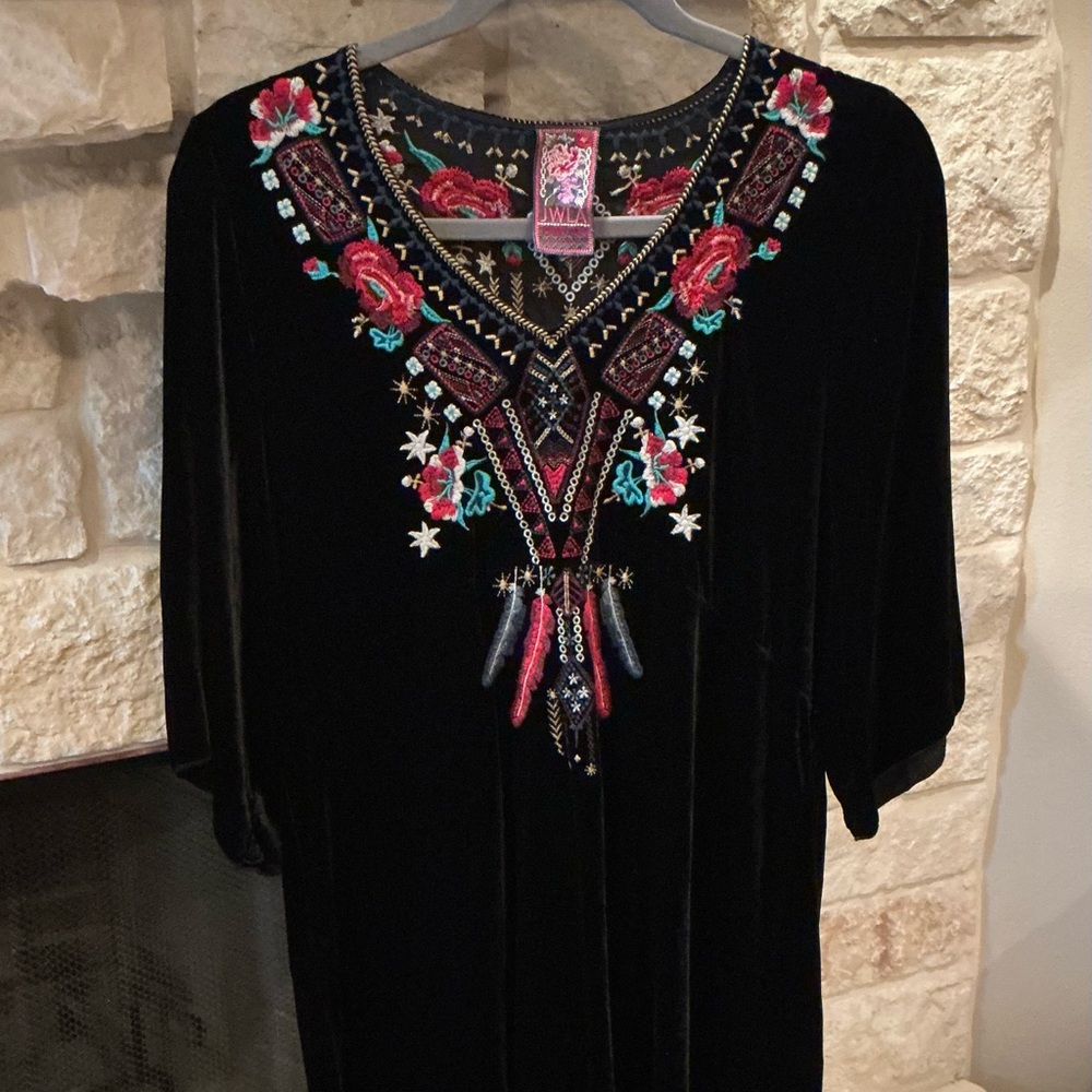 Johnny Was Hi-Low Dress with Colorful Embroidery XL